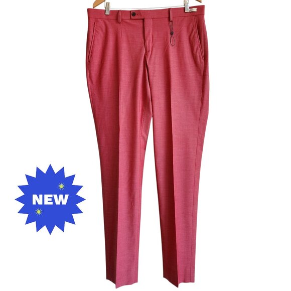 36x34 Rose Pink Pants New Jos A Bank Skinny Fit Pant Polyester Nwt Mens Magenta - Picture 1 of 17